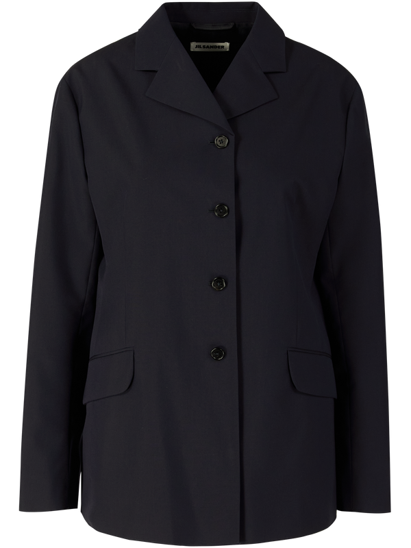 Navy blue wool sablé jacket