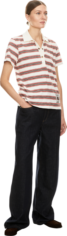 Gestreiftes Poloshirt Beige