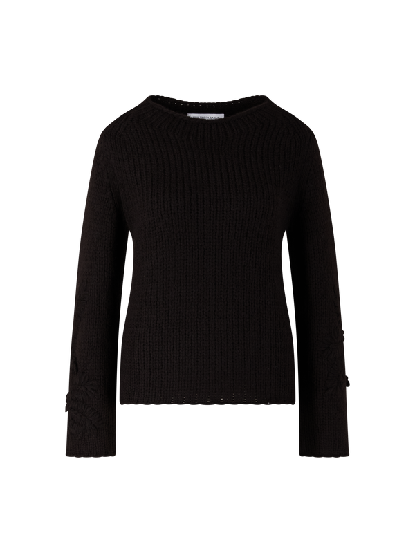 'Jylliana Embroidery' cashmere and silk jumper in chocolate