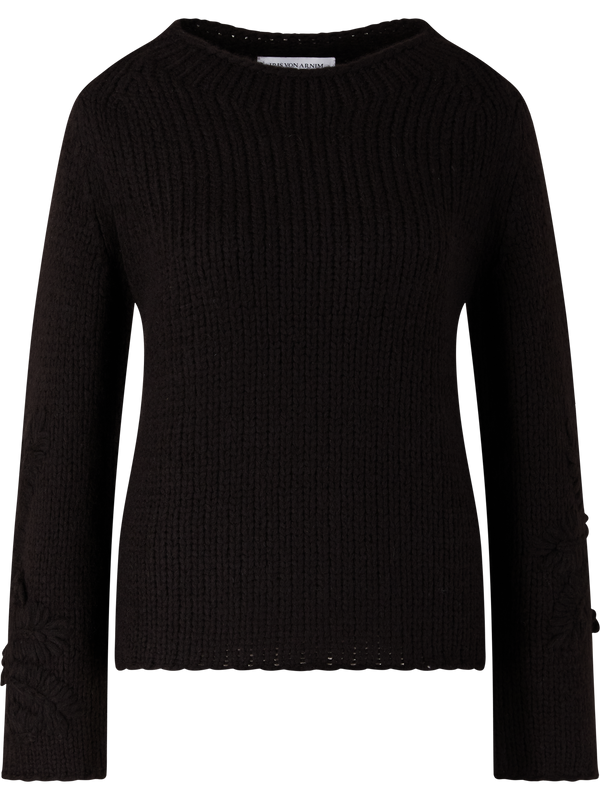 'Jylliana Embroidery' cashmere and silk jumper in chocolate