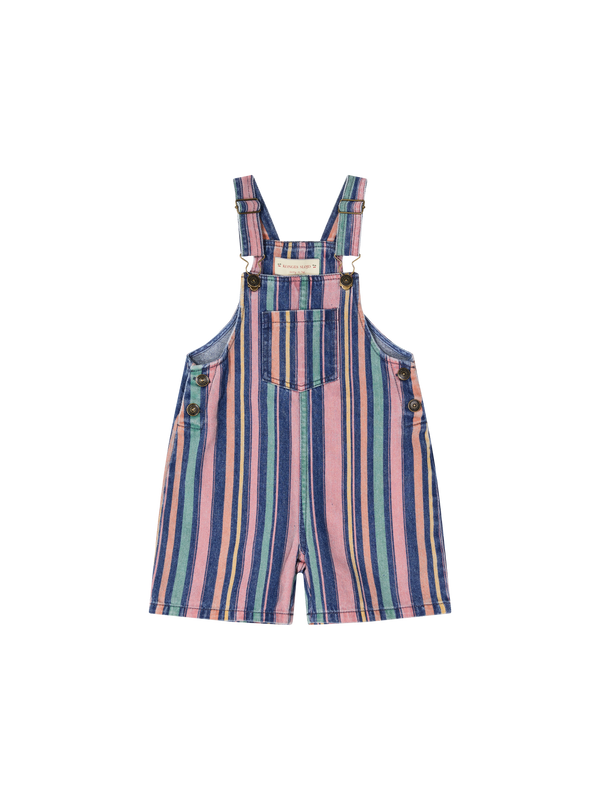 Gestreiftes Denim-Latzkleid 'Magot' Mittelblau