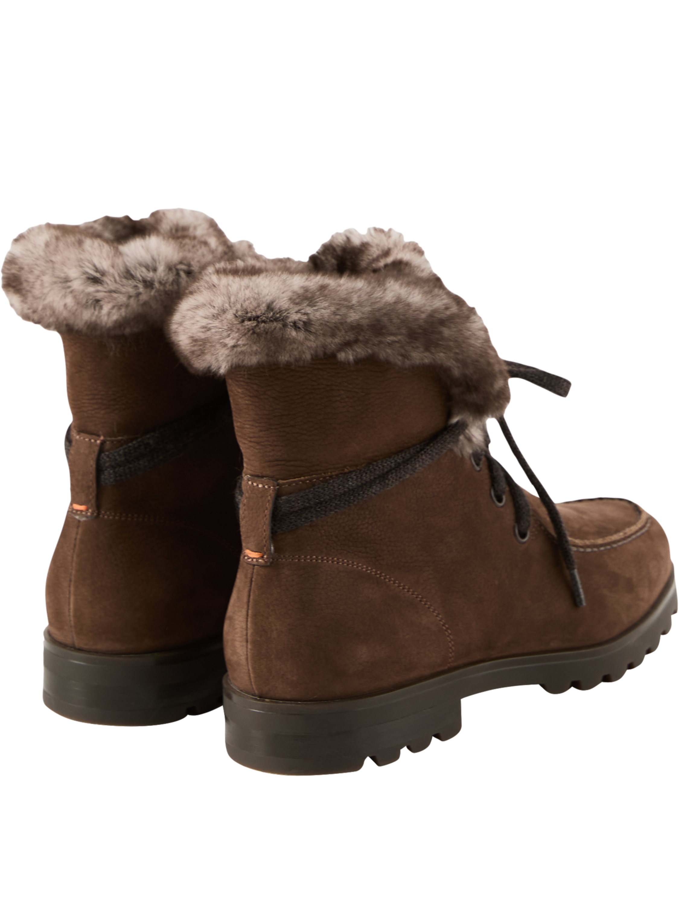 Santoni Stiefletten mit Shearling-Futter Dunkelbraun, Detailansicht – UNGER.DE
