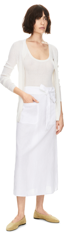 Midirock aus Leinen Weiß