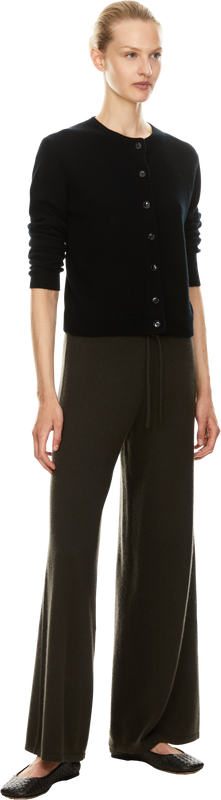 Cropped Cashmere-Strickjacke Schwarz
