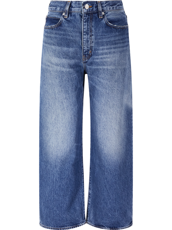 'The Bow Crop' Wide-Leg Jeans, Medium Blue