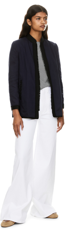 Blazer mit orientalischem Strickmuster Marineblau