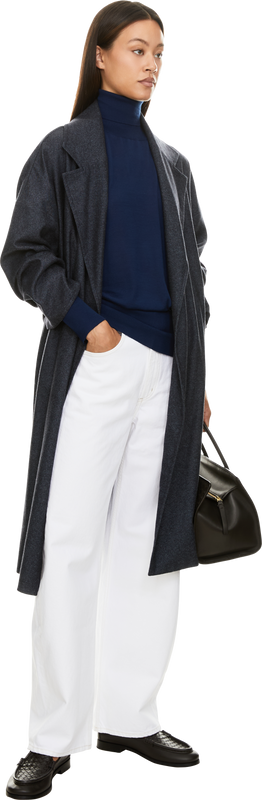 Oversize Wollmantel Dunkelblau