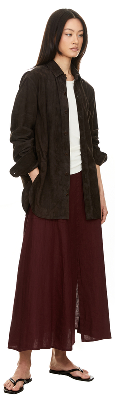 Hemdjacke 'Julian' aus Lammveloursleder Dunkelbraun