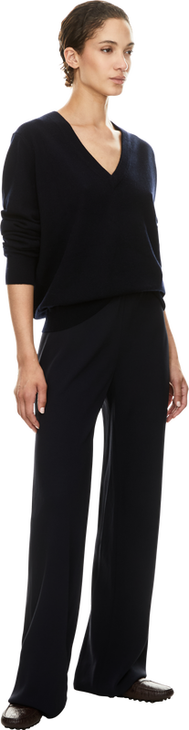 Navy blue V-neck cashmere jumper