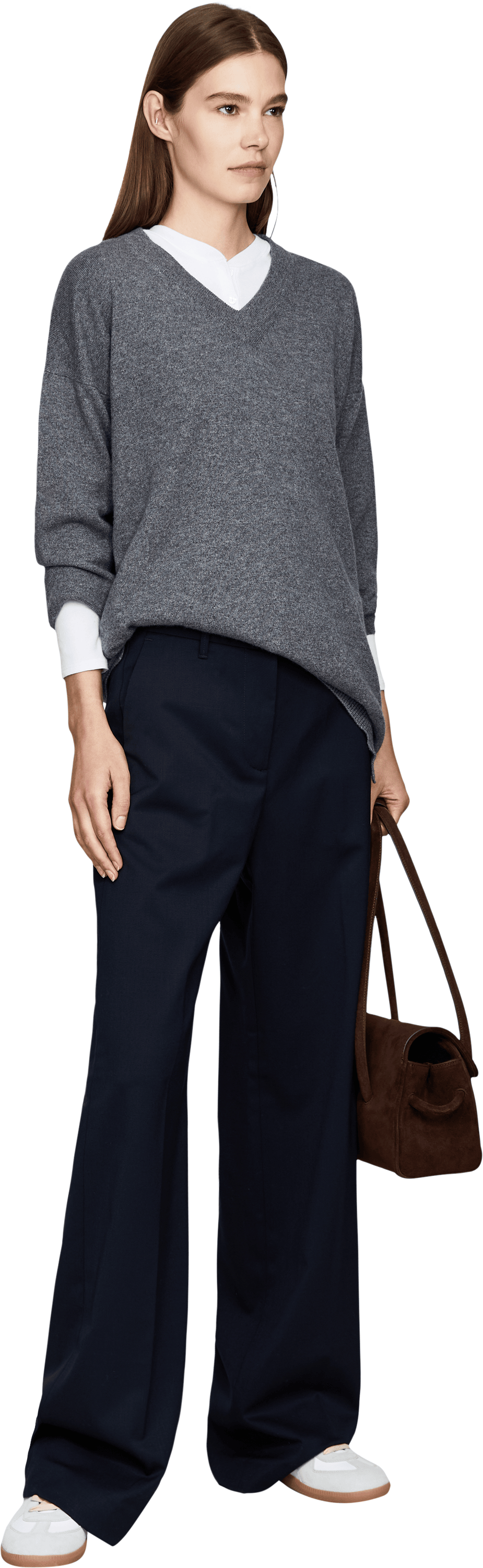 nine:inthe:morning Wollhose 'Nala' Marineblau, Modelansicht – UNGER.DE