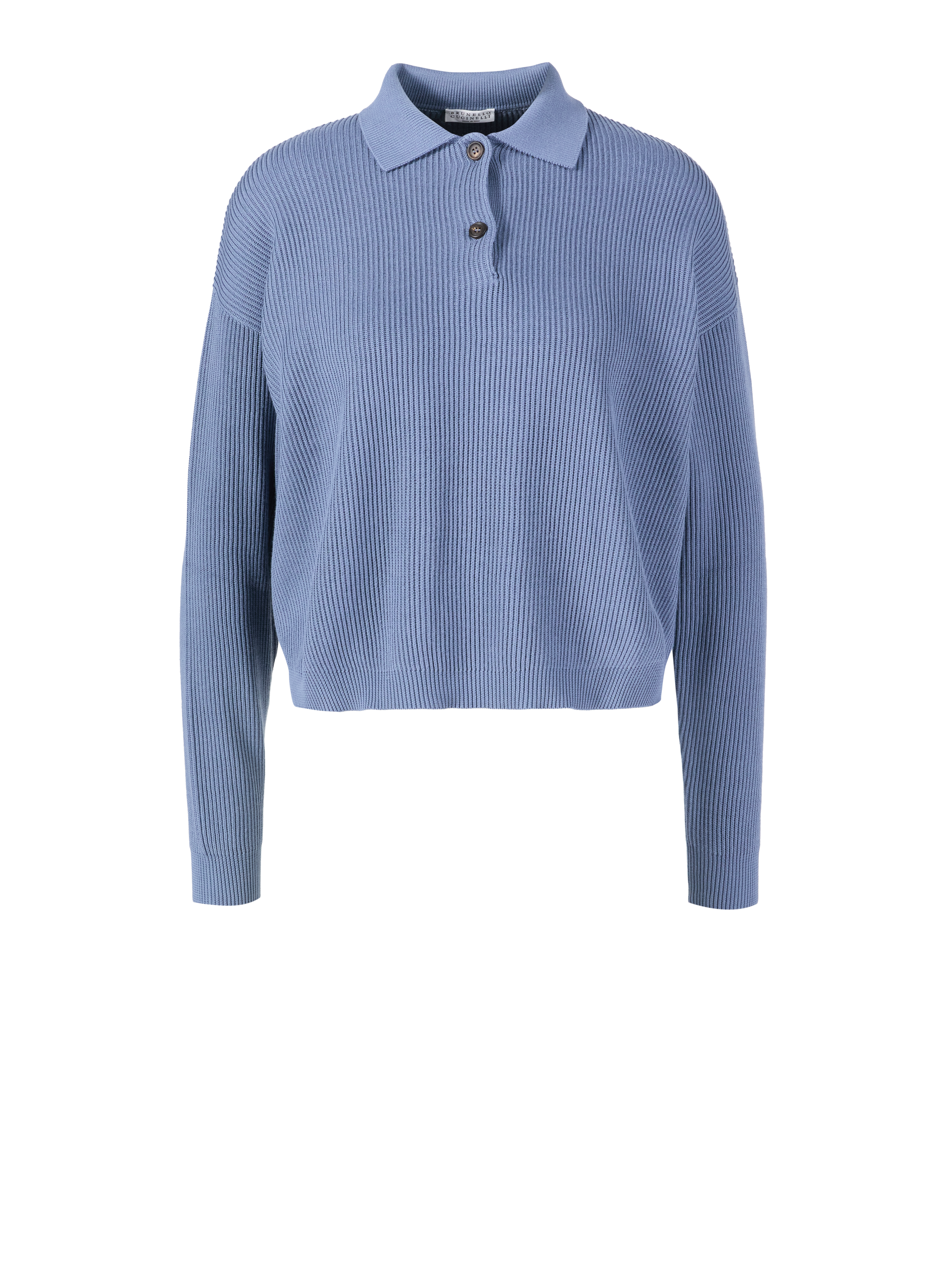 Strick-Poloshirt Blau