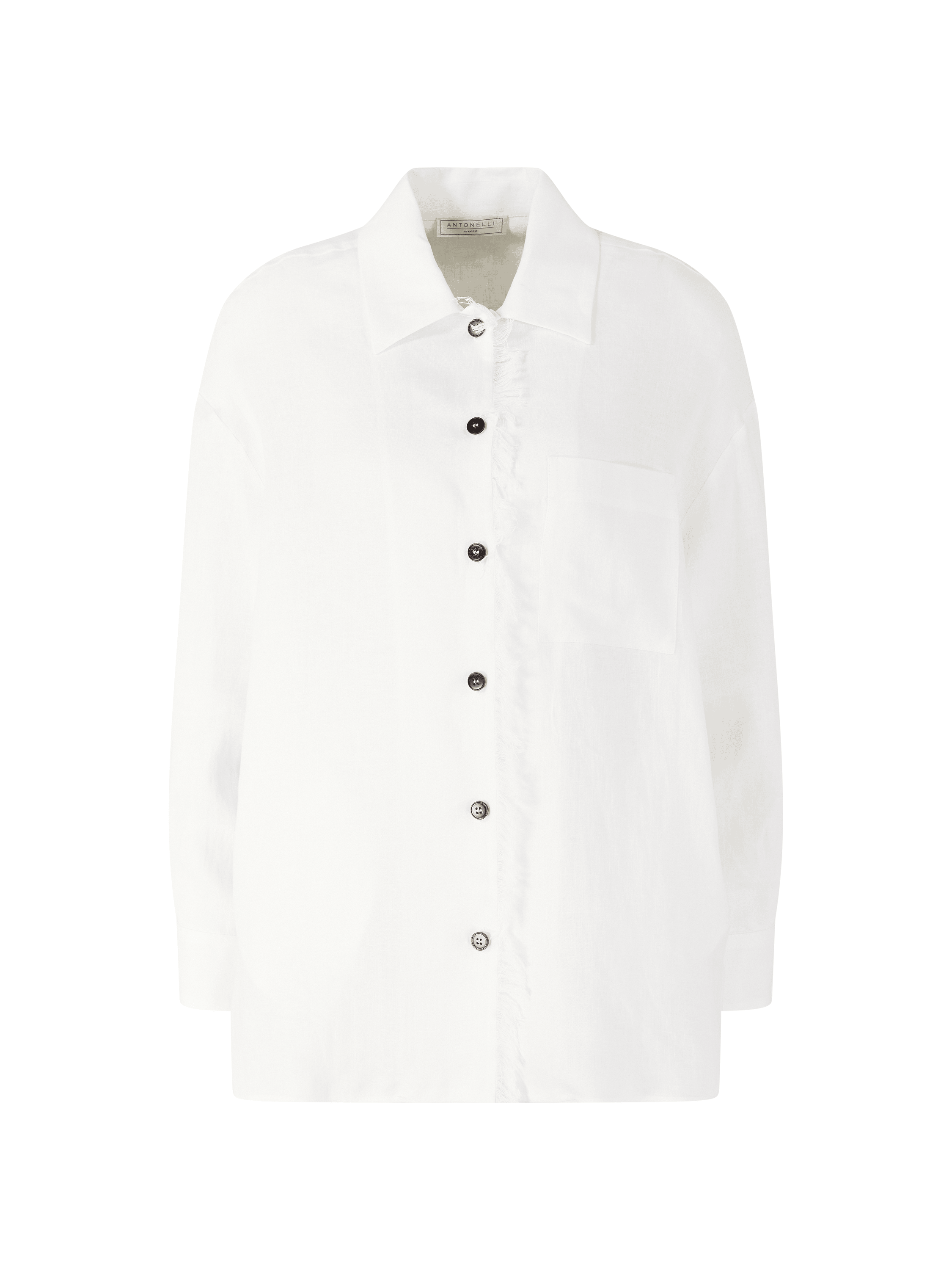 Oversized Leinenbluse 'Alicia' mit Fransen Weiß