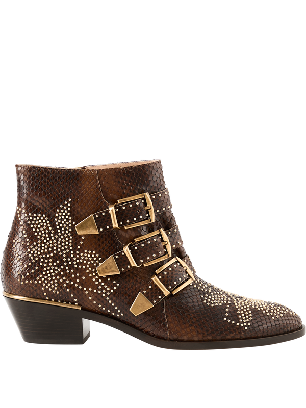 Stiefeletten 'Susanna' mit Pythonoptik Wild Khaki