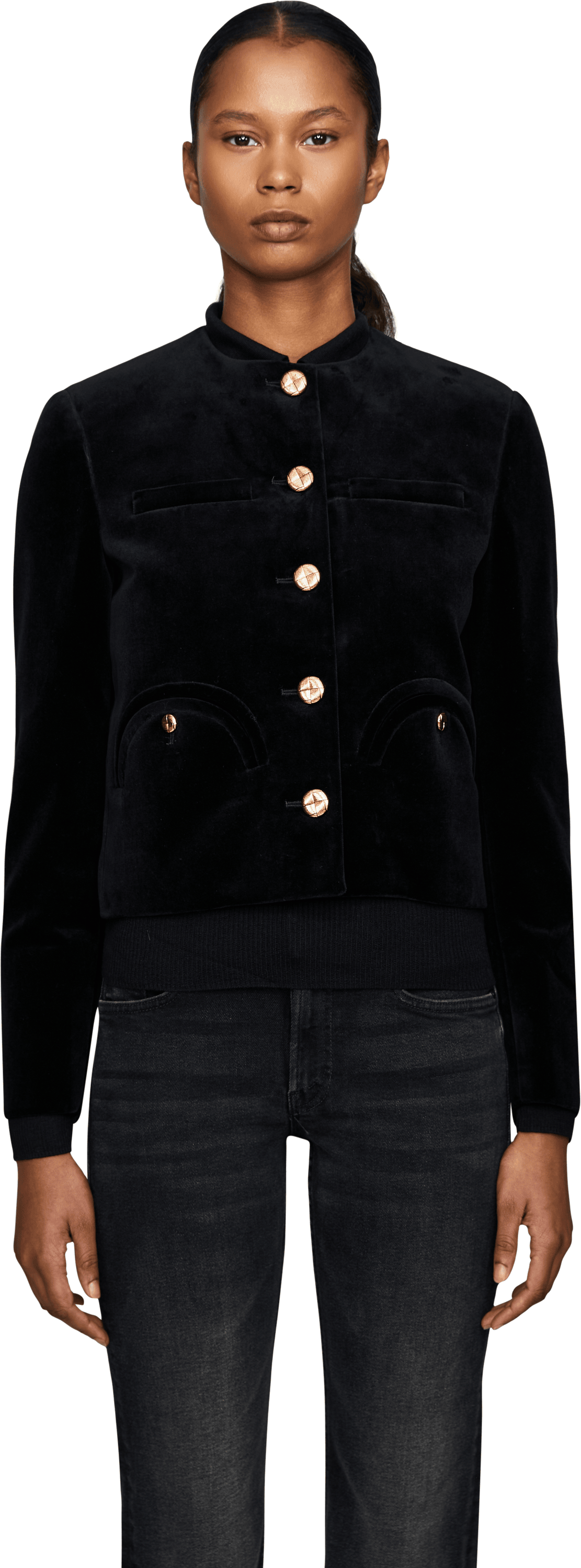 Blazé Milano Samtiger Bolero 'Jealousy Shamo' Schwarz, Frontansicht – UNGER.DE