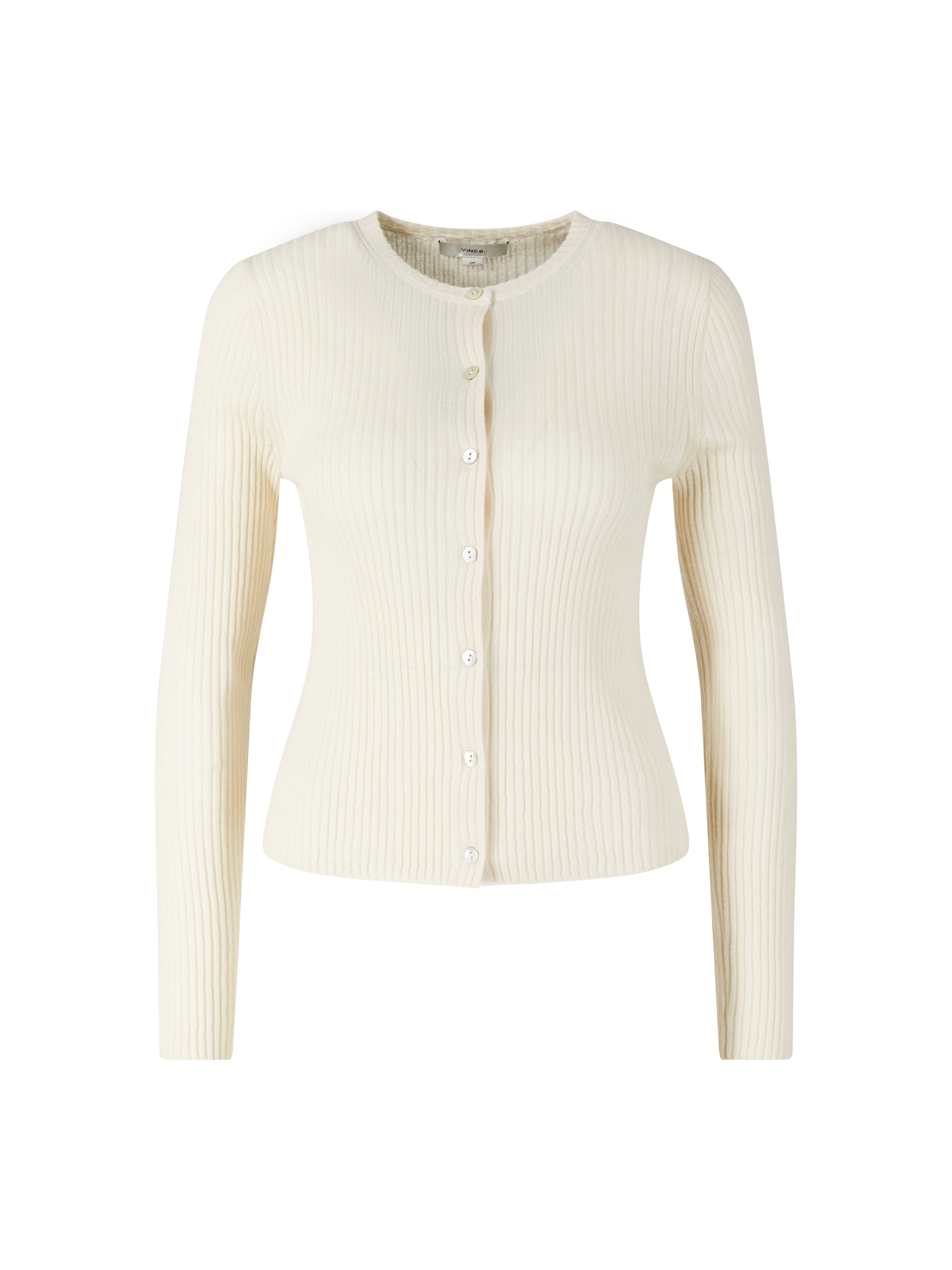 Gerippte Cashmere-Seidenstrickjacke Crème