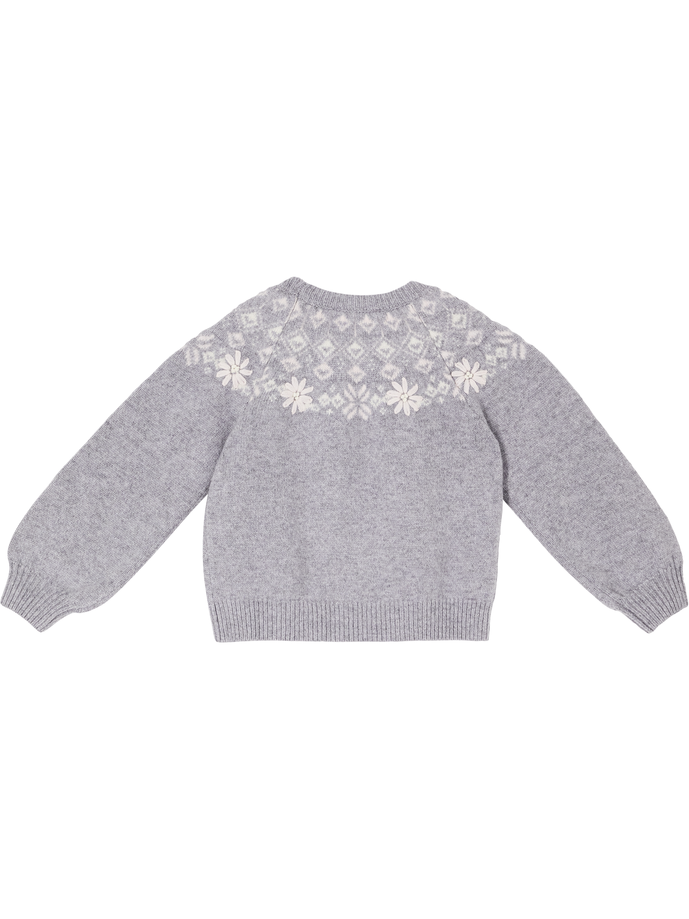 Tartine et Chocolat Wollpullover mit Blumen-Jacquardmuster Grau – UNGER.DE