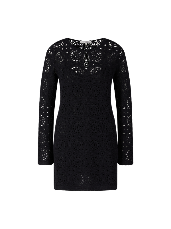 Strickkleid 'The Croceht Keyhole' Schwarz