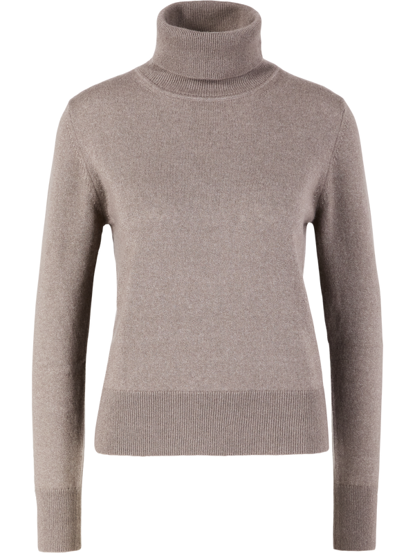'Neris' cashmere and silk jumper with a roll neck, taupe