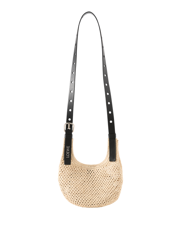 Schultertasche Paula's Ibiza 'Punch Hole Hobo Mini' Natural/Black
