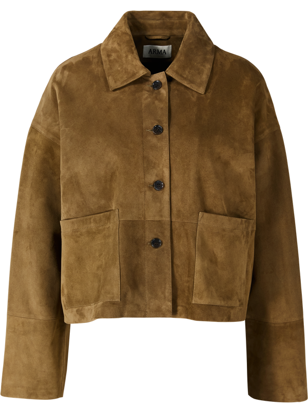 Velourslederjacke 'IMMA' Olivgrün