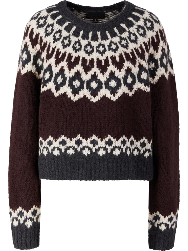 Cashmere-Seidenpullover 'Isaline Fair Isle' Bordeaux