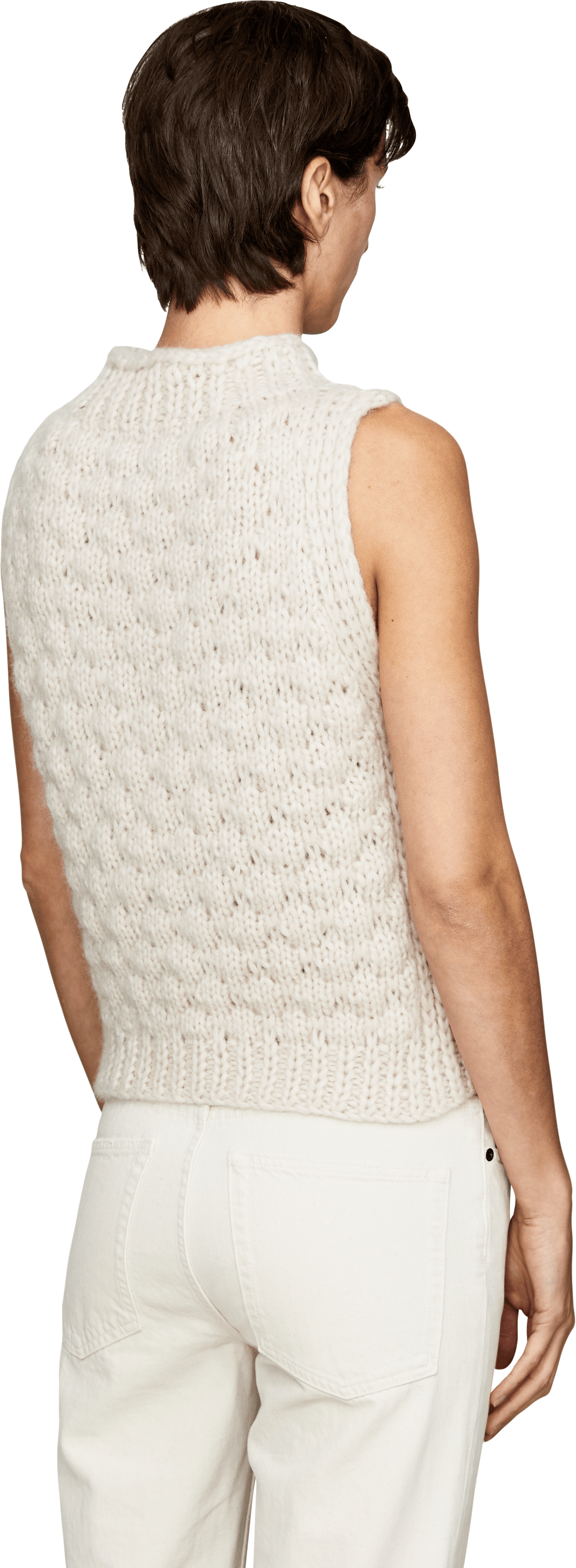 Iris von Arnim Cashmere-Seidentop 'Lysia Handstrick' Alabaster, Rückansicht – UNGER.DE
