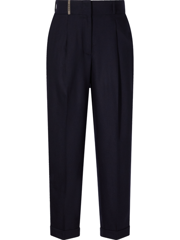 Wollhose mit Bundfalten Marineblau
