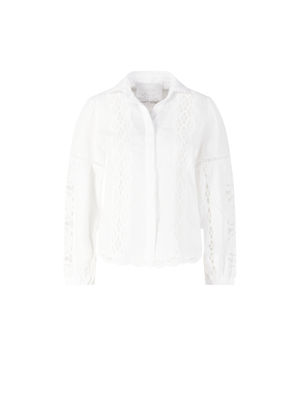 Leinenbluse 'Lavanda' mit Lochstickerei Weiß