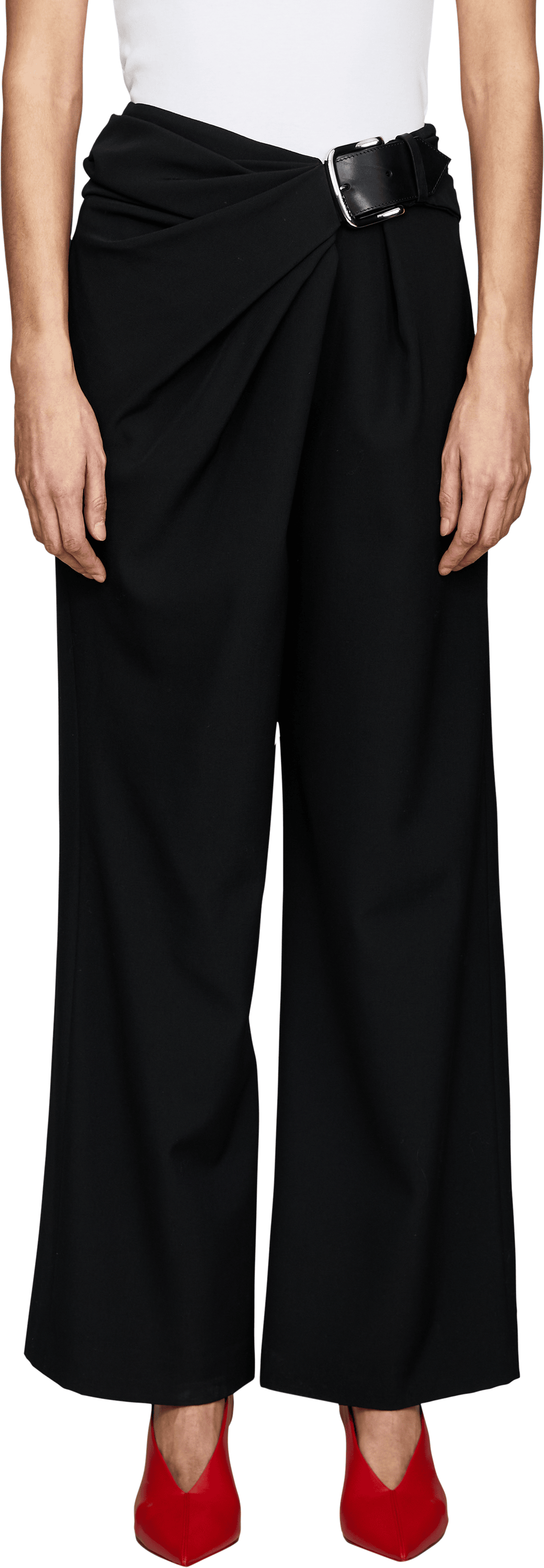 LOEWE Drapierte Wollhose Schwarz, Frontansicht – UNGER.DE