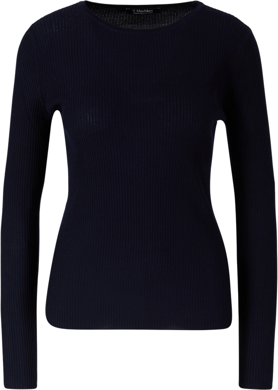 Langarmshirt 'Disegno' aus Schurwolle Marineblau