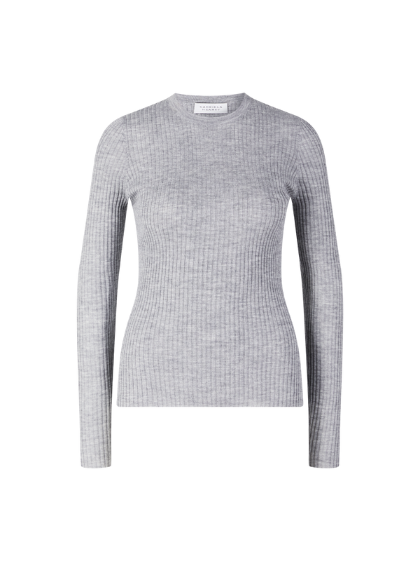 Geripptes Cashmere-Seidenshirt 'Browning' Grau