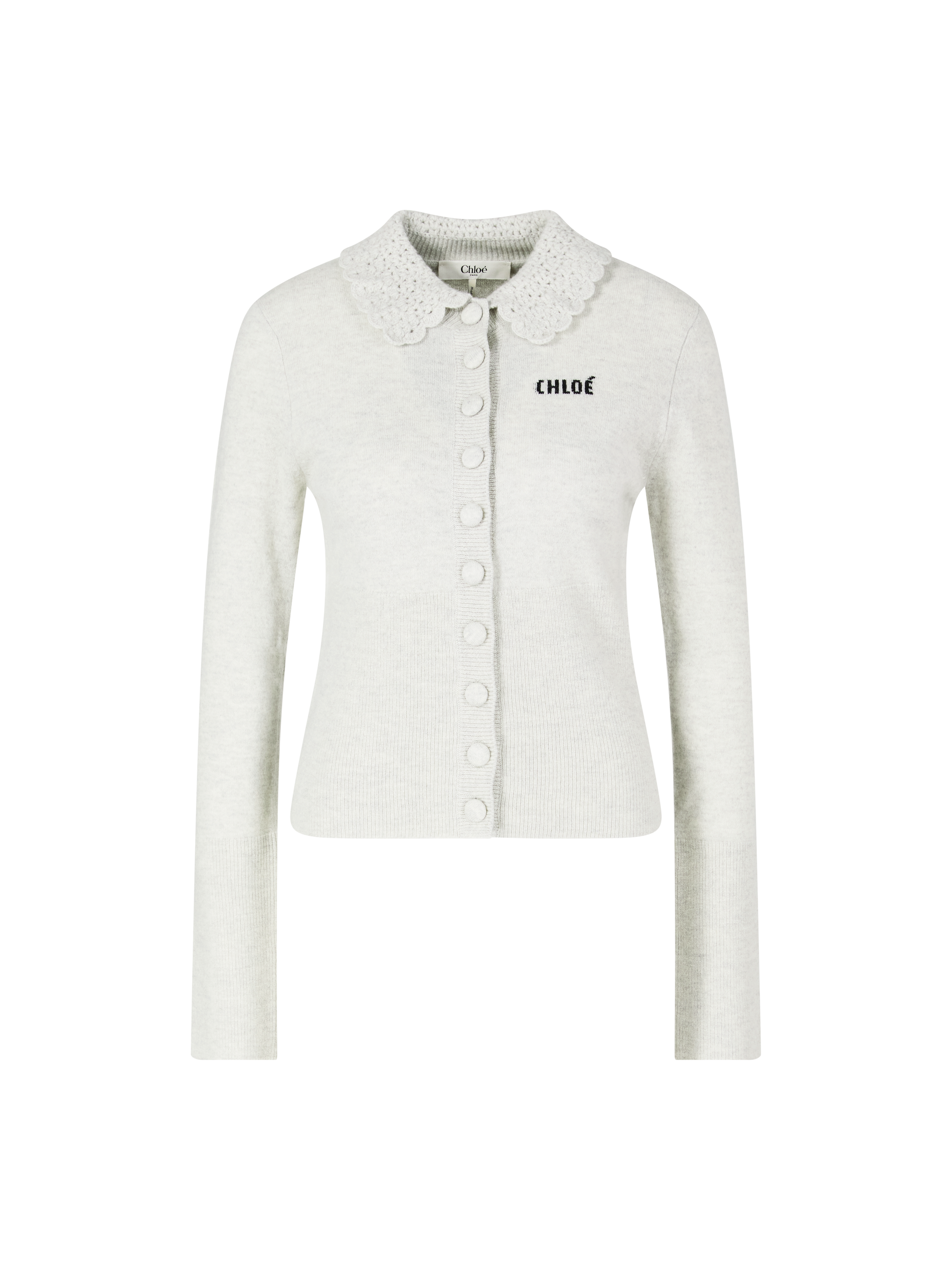 Wollstrickjacke mit Logo Grau 