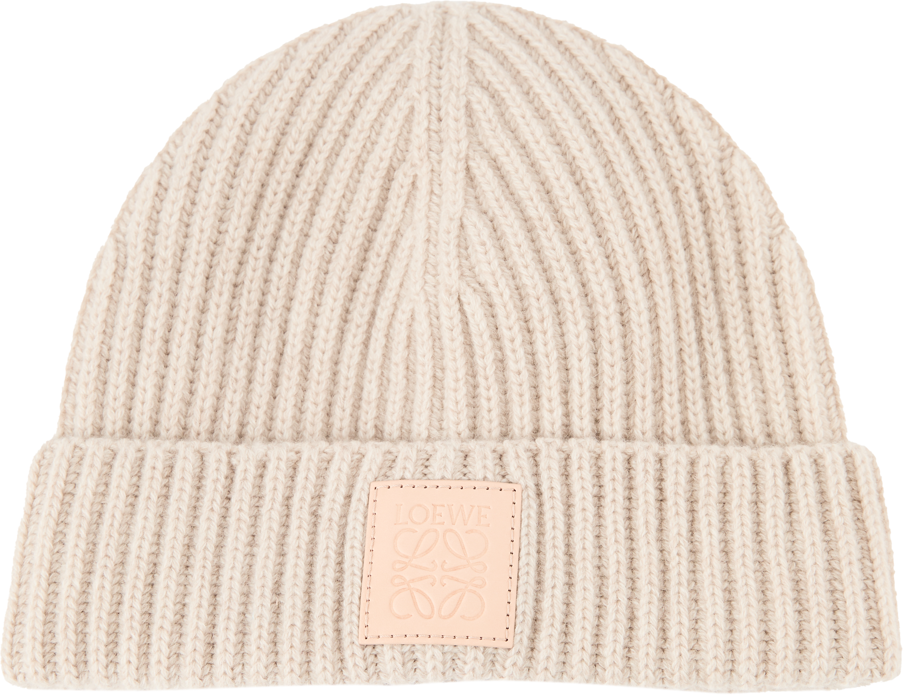 LOEWE Cashmere-Mütze mit Anagram-Patch Beige, Produktansicht – UNGER.DE