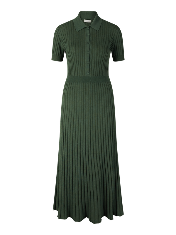 Geripptes Seiden-Cashmere-Kleid 'Amor' Grün