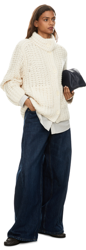 Cashmere-Seidenstrickjacke 'Vigdis Long Handstrick' Ecru