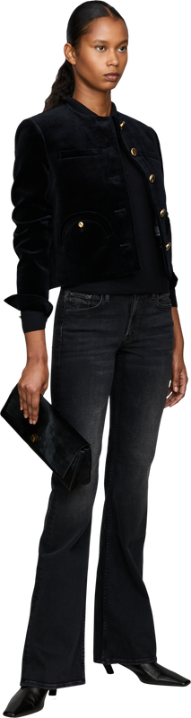 Ribbed wool-silk jumper with a polo neck black