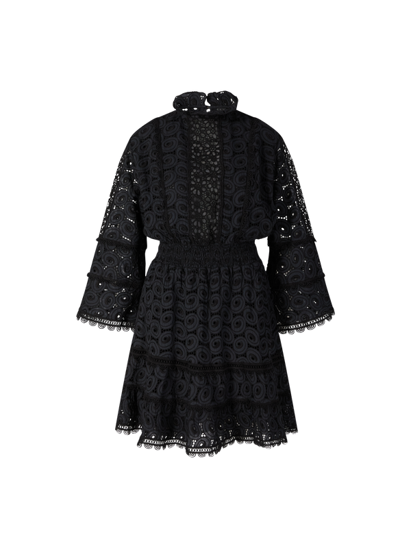 Minikleid 'Basilico' mit Lochstickerei Schwarz