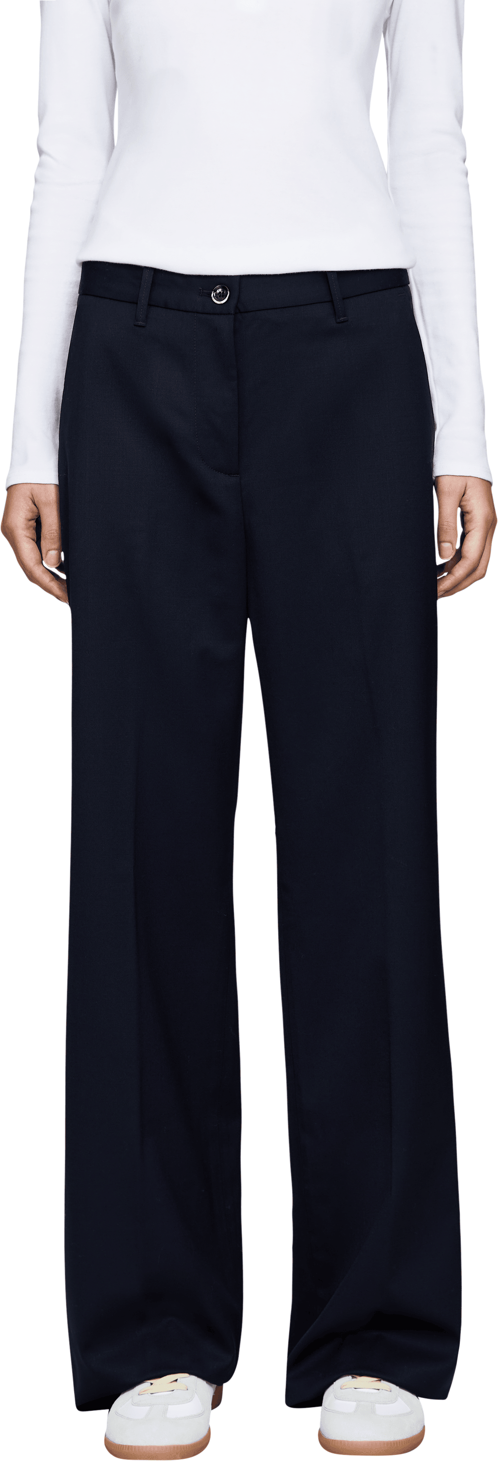 nine:inthe:morning Wollhose 'Nala' Marineblau, Frontansicht – UNGER.DE
