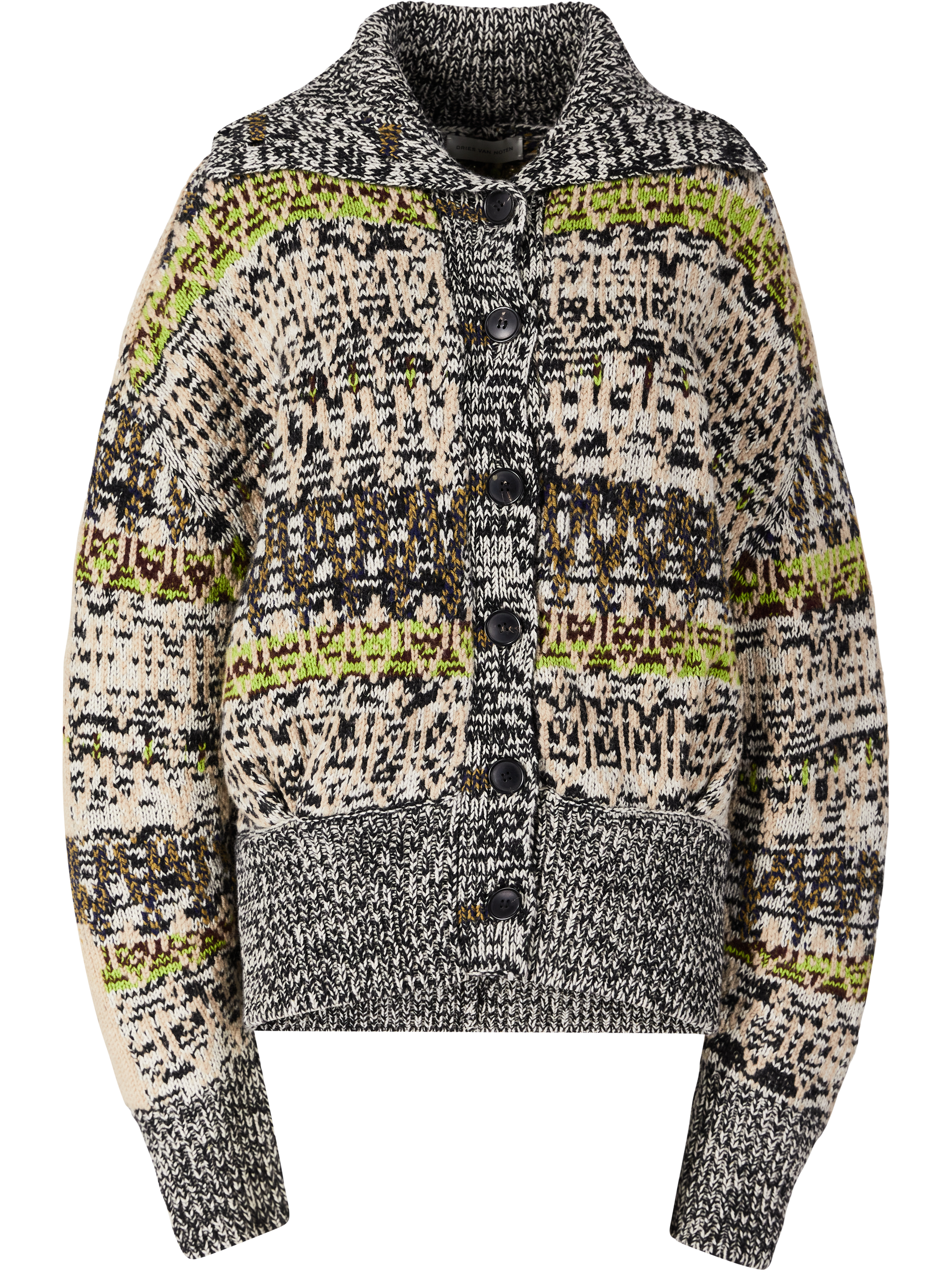 Dries van Noten Woll-Cashmere-Strickjacke 'Teda' mit Jacquardmuster Multi, Produktansicht – UNGER.DE