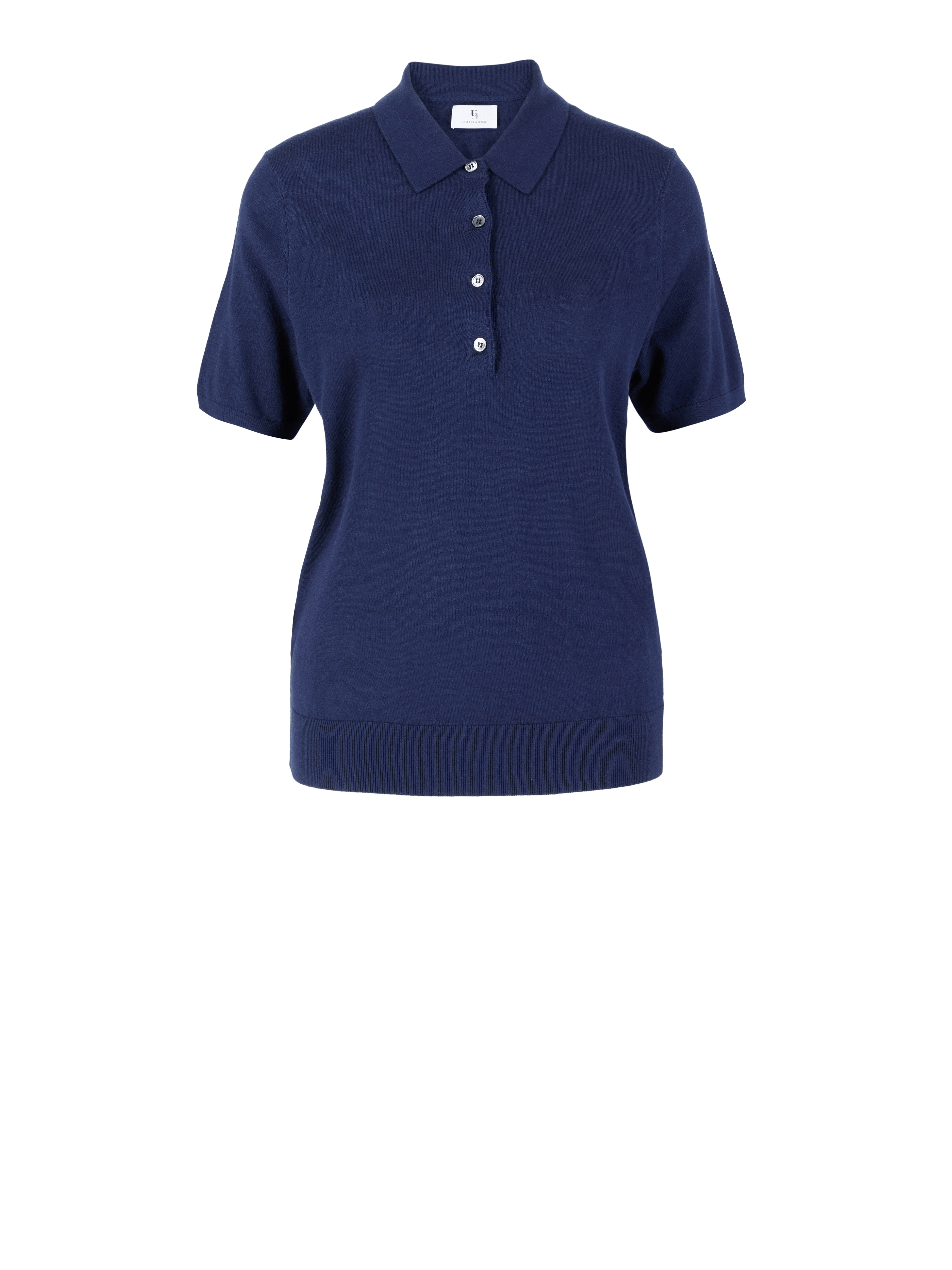 Cashmere silk polo shirt navy blue