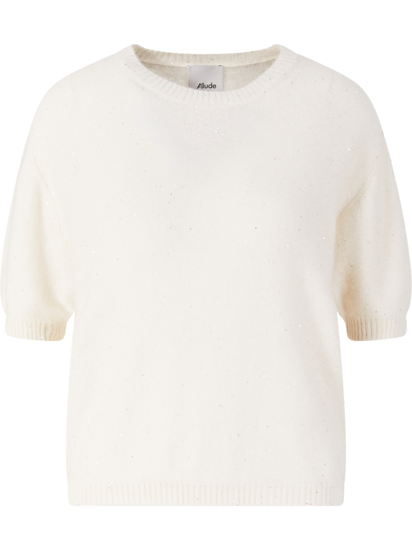 Cashmere-Seidenpullover mit Pailletten Crème