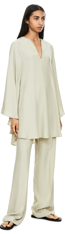 Weite Seidenhose Khaki