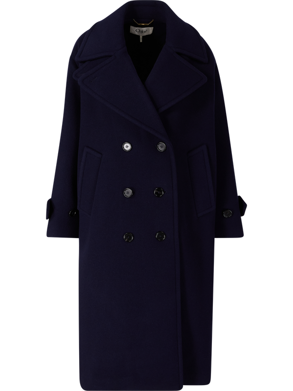 Oversized woollen coat navy blue