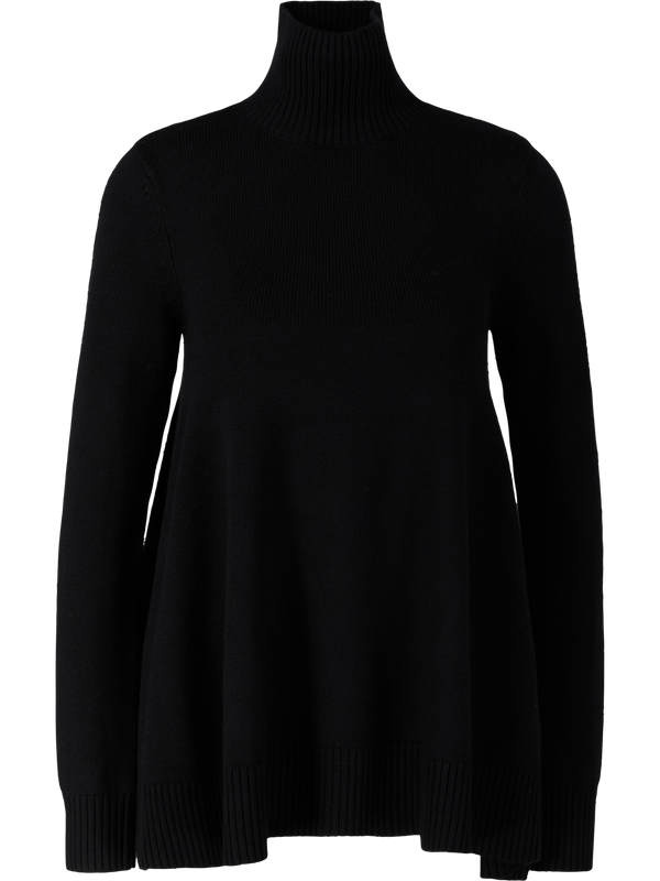 A-line woollen jumper with a roll neck black