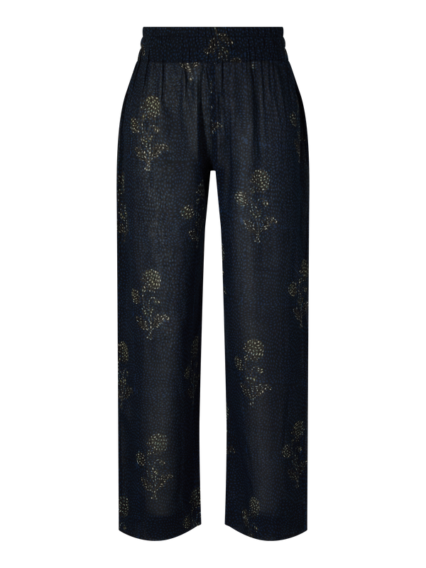 Florale Stoffhose 'Nila' Marineblau