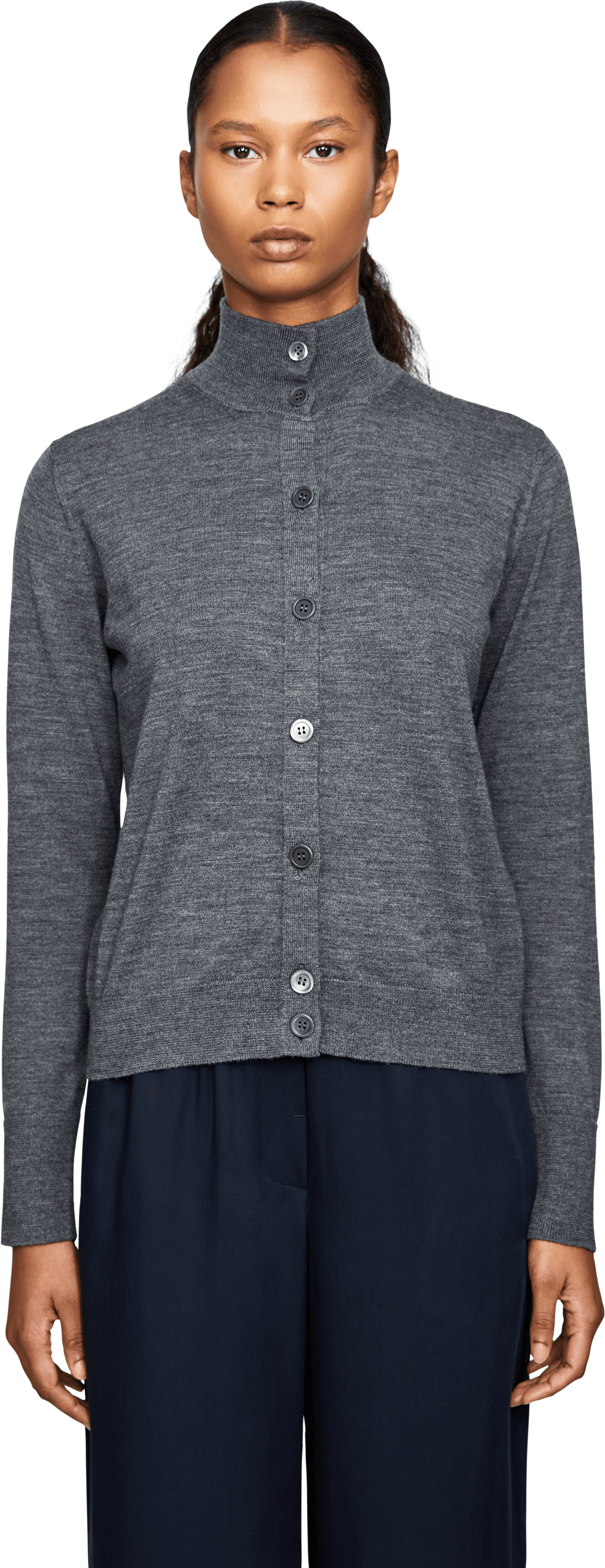 Peserico Strickjacke aus Schurwolle Grau, Frontansicht – UNGER.DE