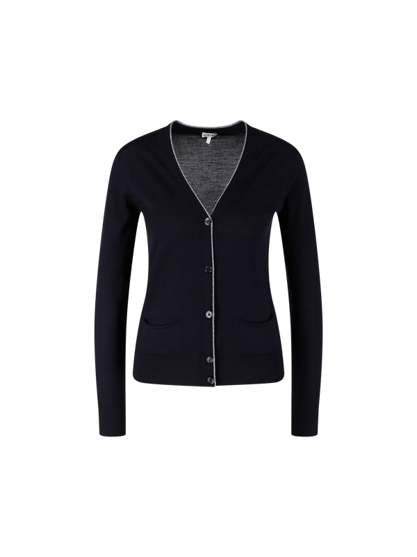 Wollstrickjacke Marineblau