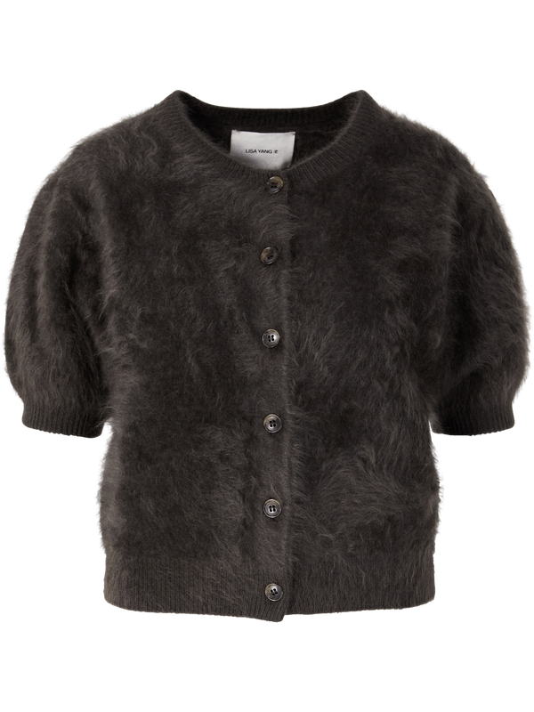 Brushed cashmere cardigan ‘Lucianne’ in Dark Fern