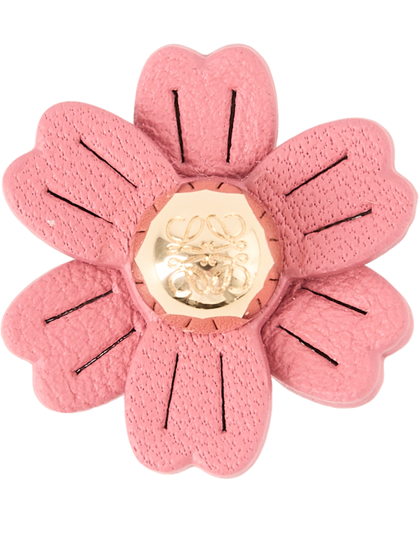 Blumen-Anstecker aus Kalbsleder Pink