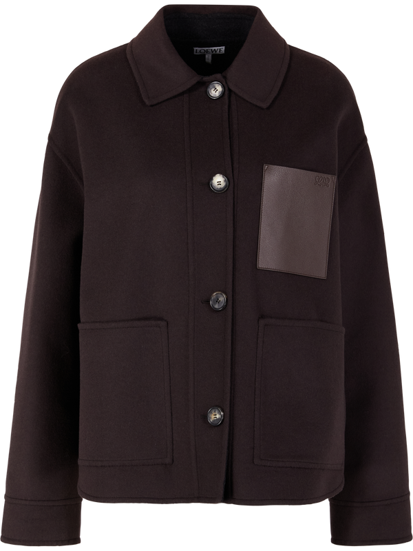 Workwear-Jacke aus Wolle und Cashmere Dunkelbraun
